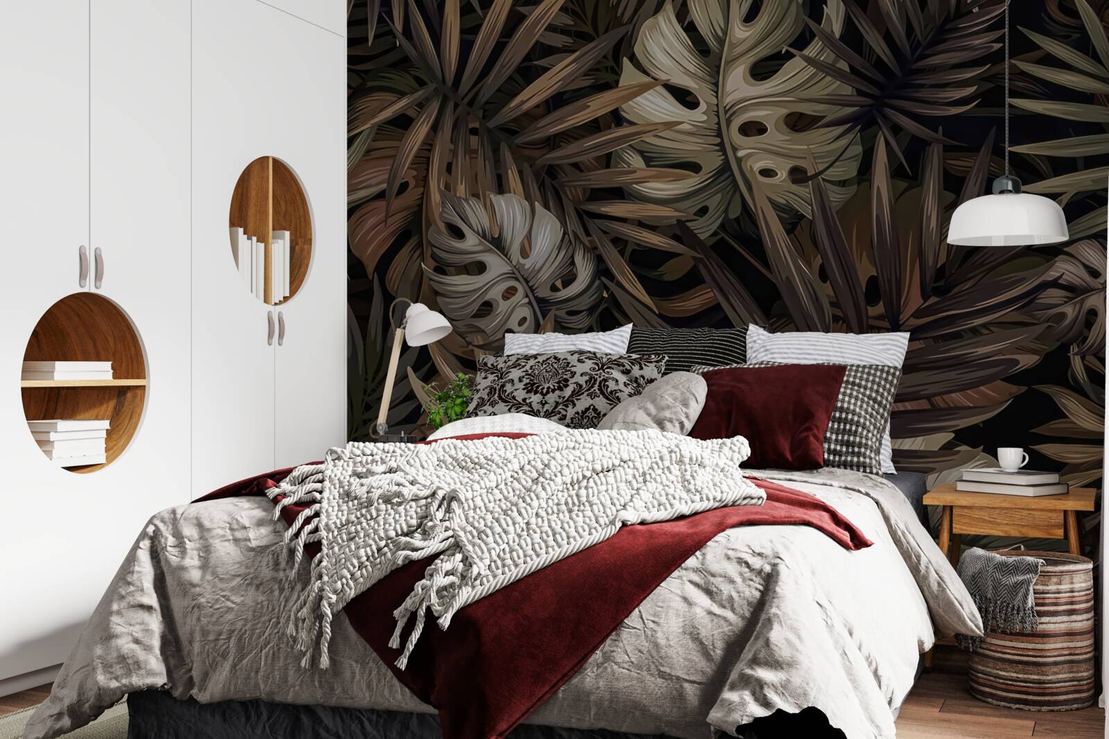 Papier peint feuilles tropicales la nuit