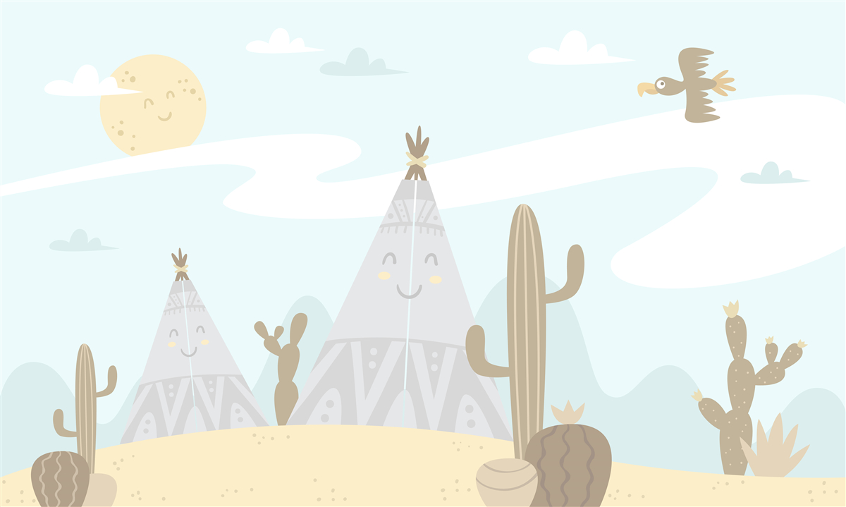 Papier peint tentes parmi les cactus dans le désert