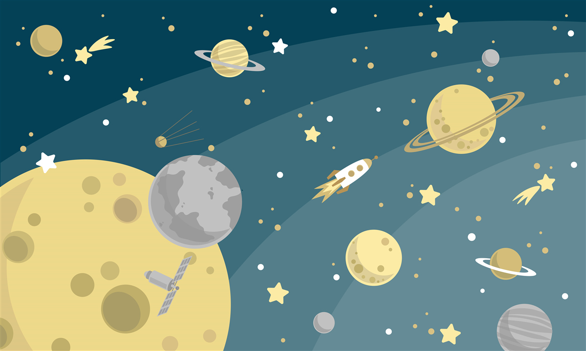 Papier peint étoiles et planètes dans l'espace
