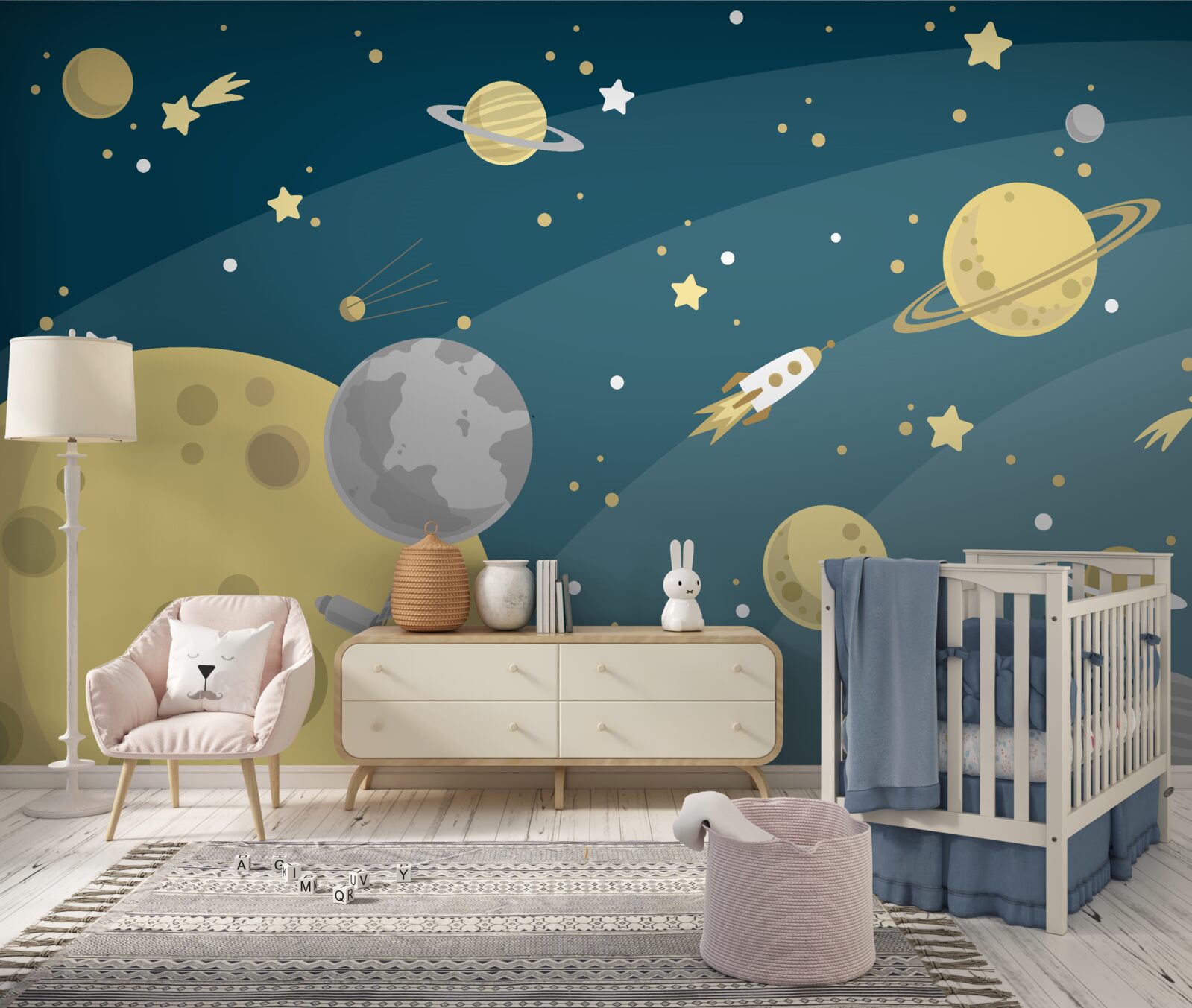 Papier peint étoiles et planètes dans l'espace