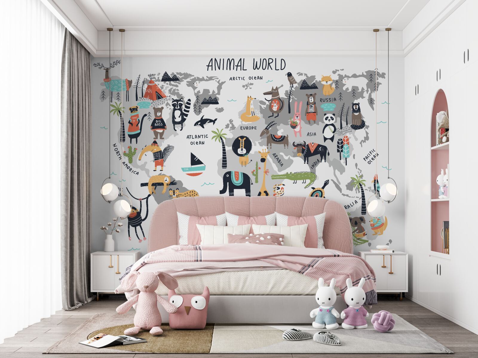 Papier peint carte des animaux les plus importants du monde
