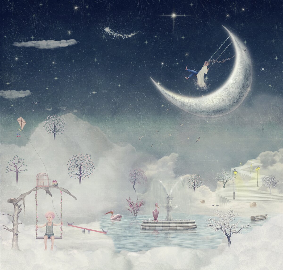 Papier peint promenade nocturne au clair de lune