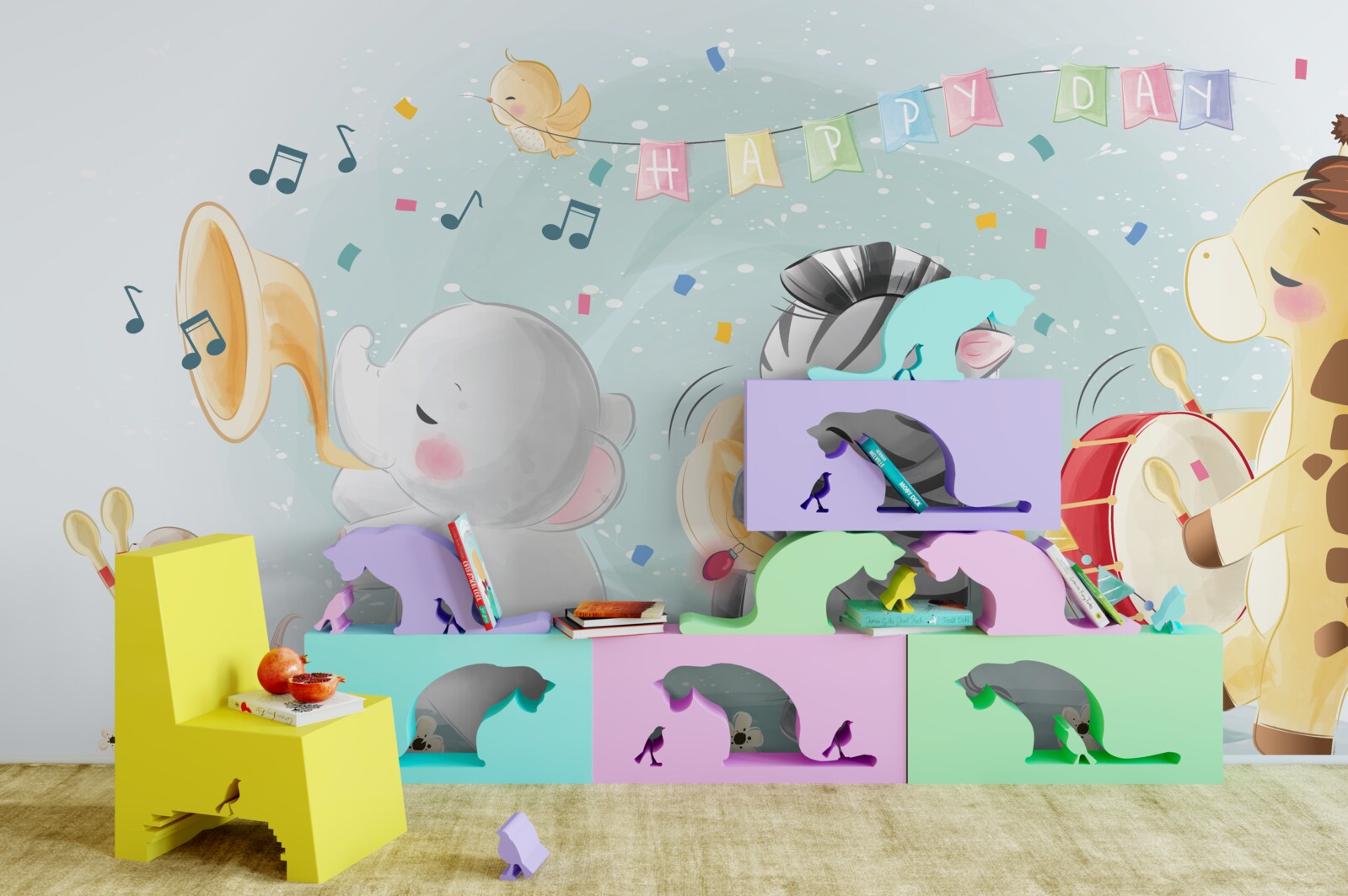 Papier peint groupe de jeunes artistes