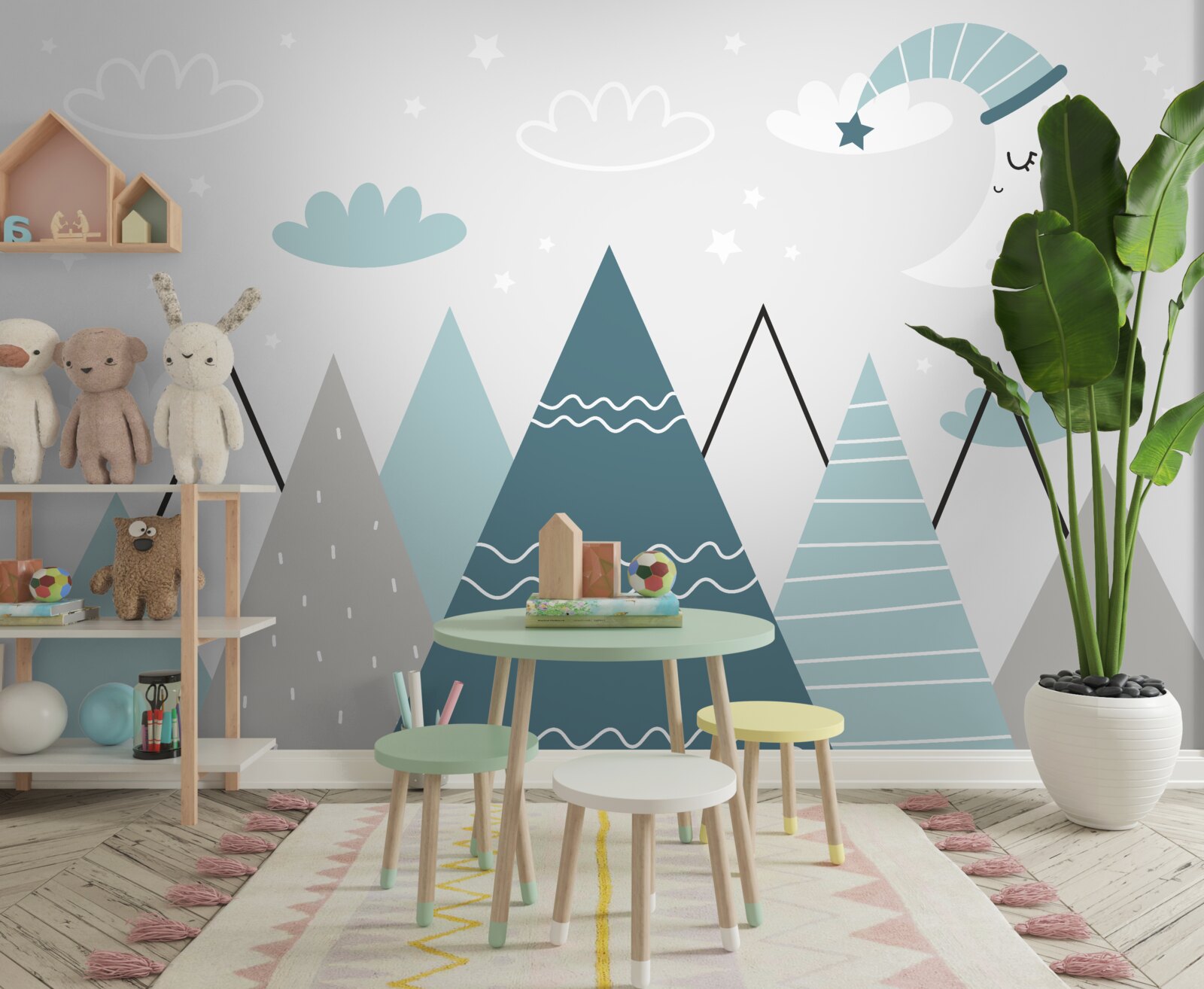 Papier peint les montagnes et la lune s'endorment