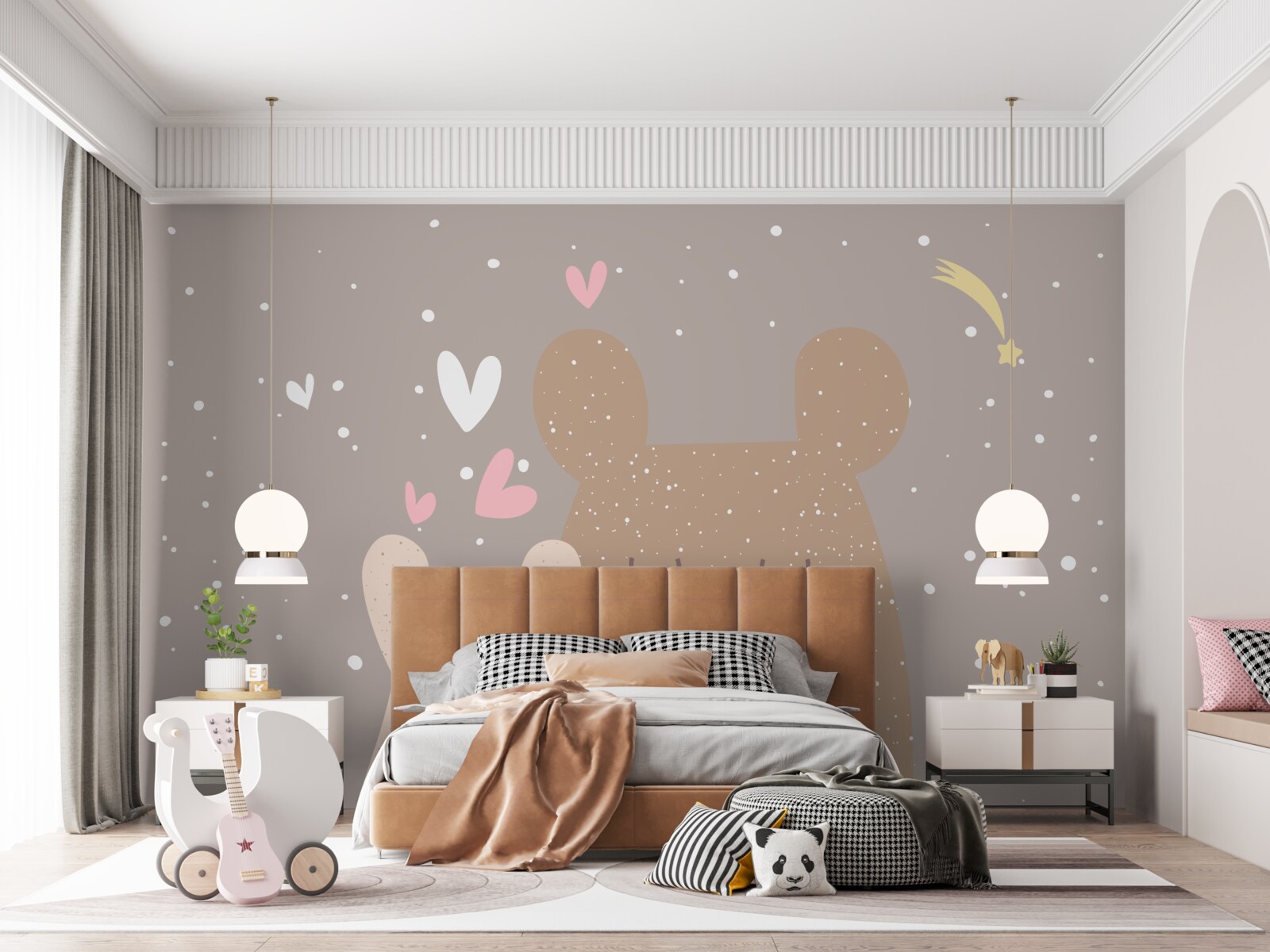 Papier peint le lapin et l'ours font la sieste