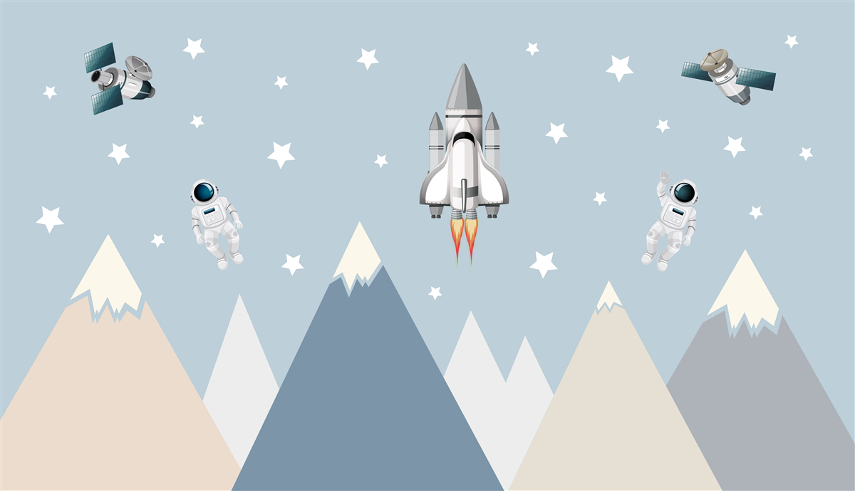Papier peint des fusées et des astronautes ont survolé les montagnes