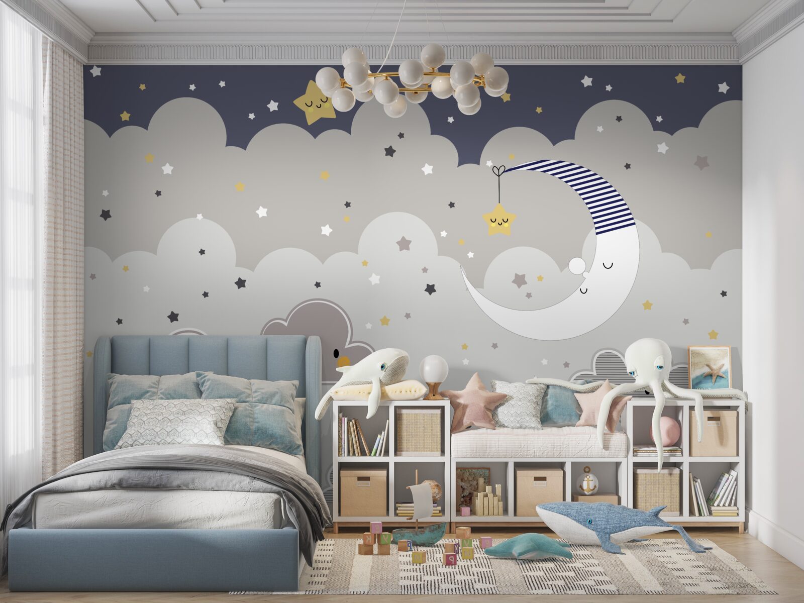 Papier peint les nuages et la lune s'endorment également
