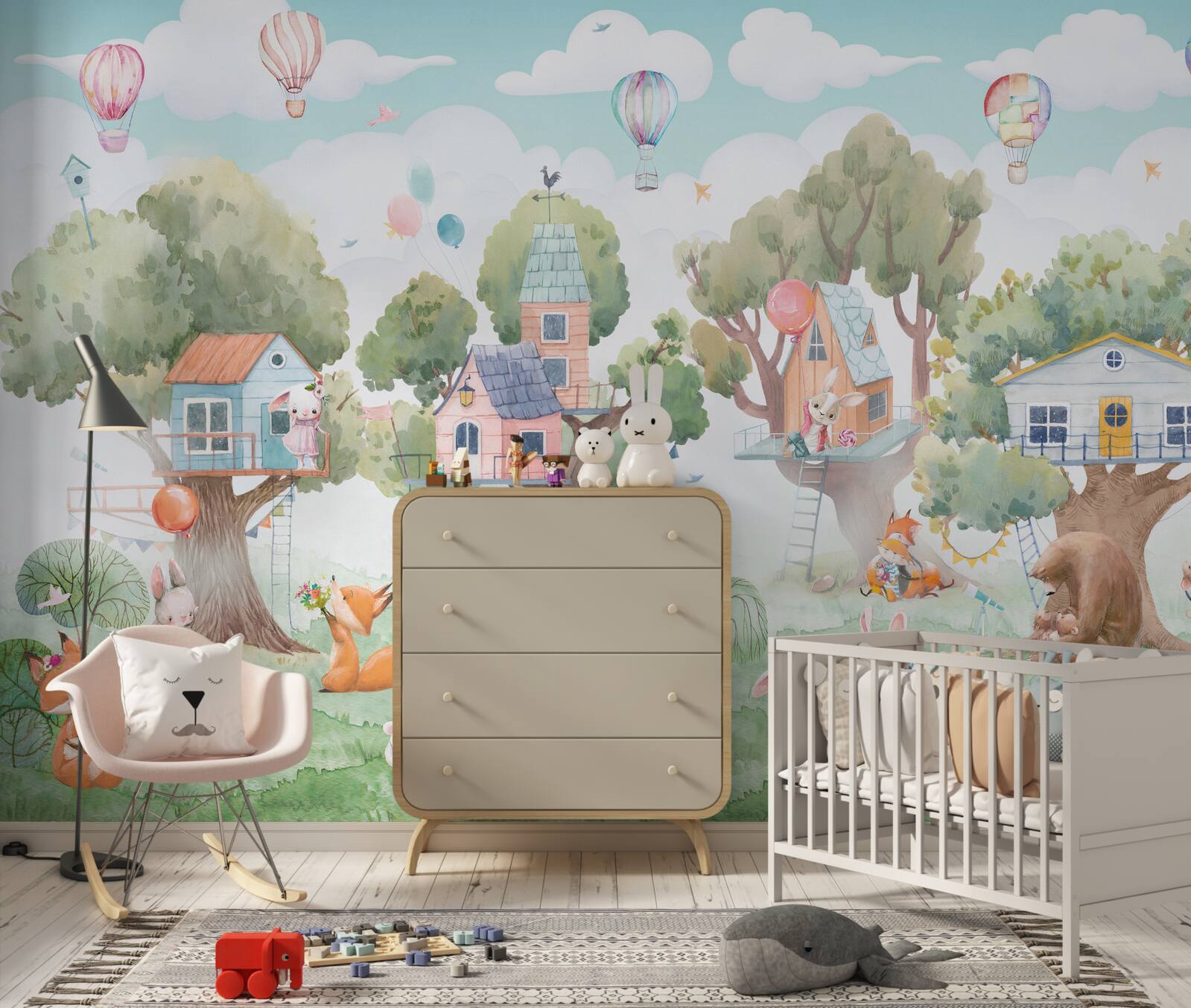 Papier peint maisons en bois construites par les enfants