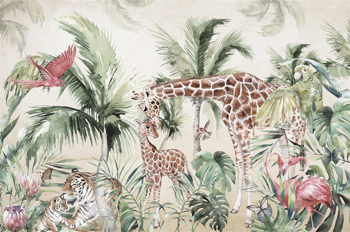 Papier peint les habitants de la jungle avec leur progéniture