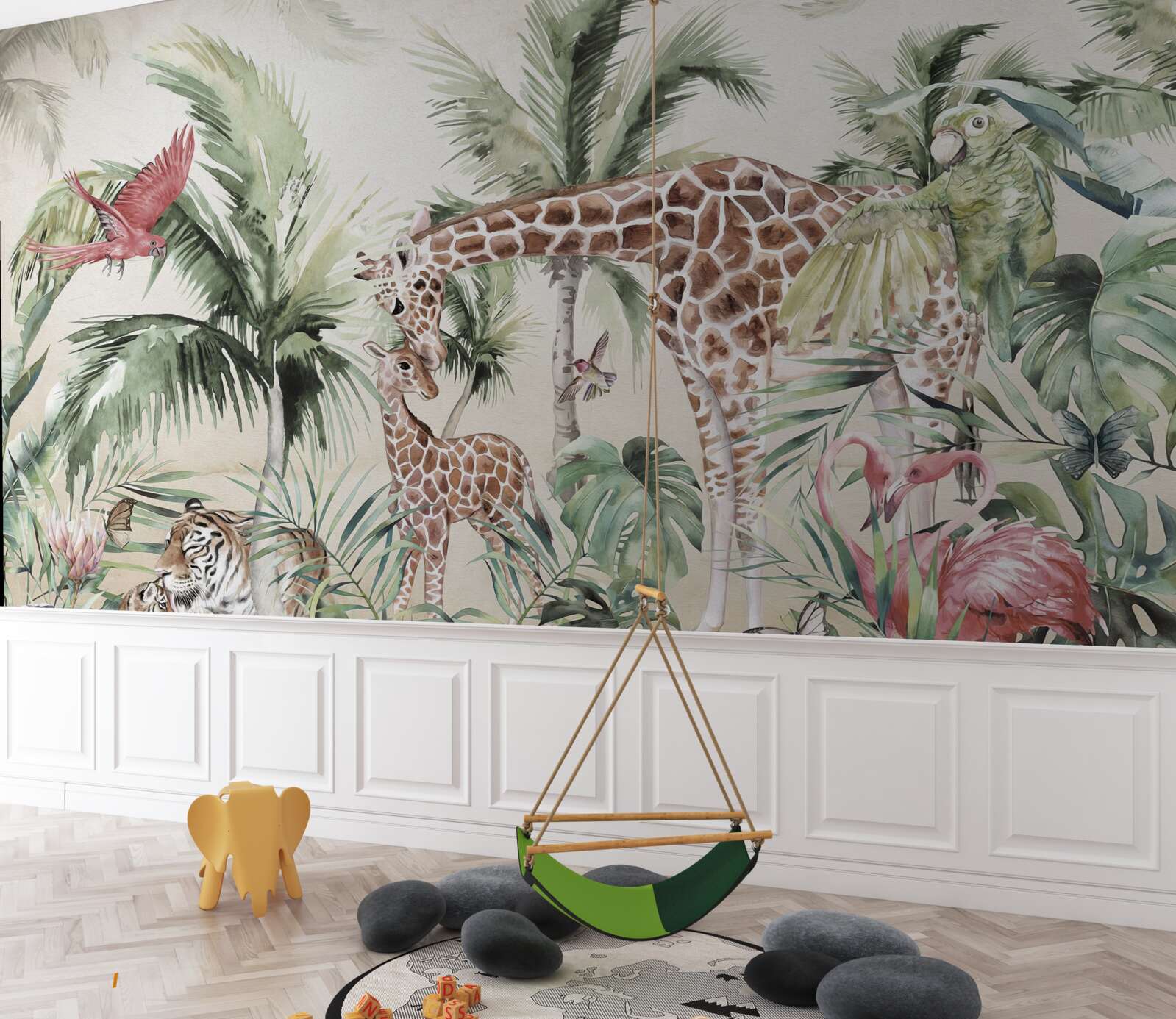 Papier peint les habitants de la jungle avec leur progéniture