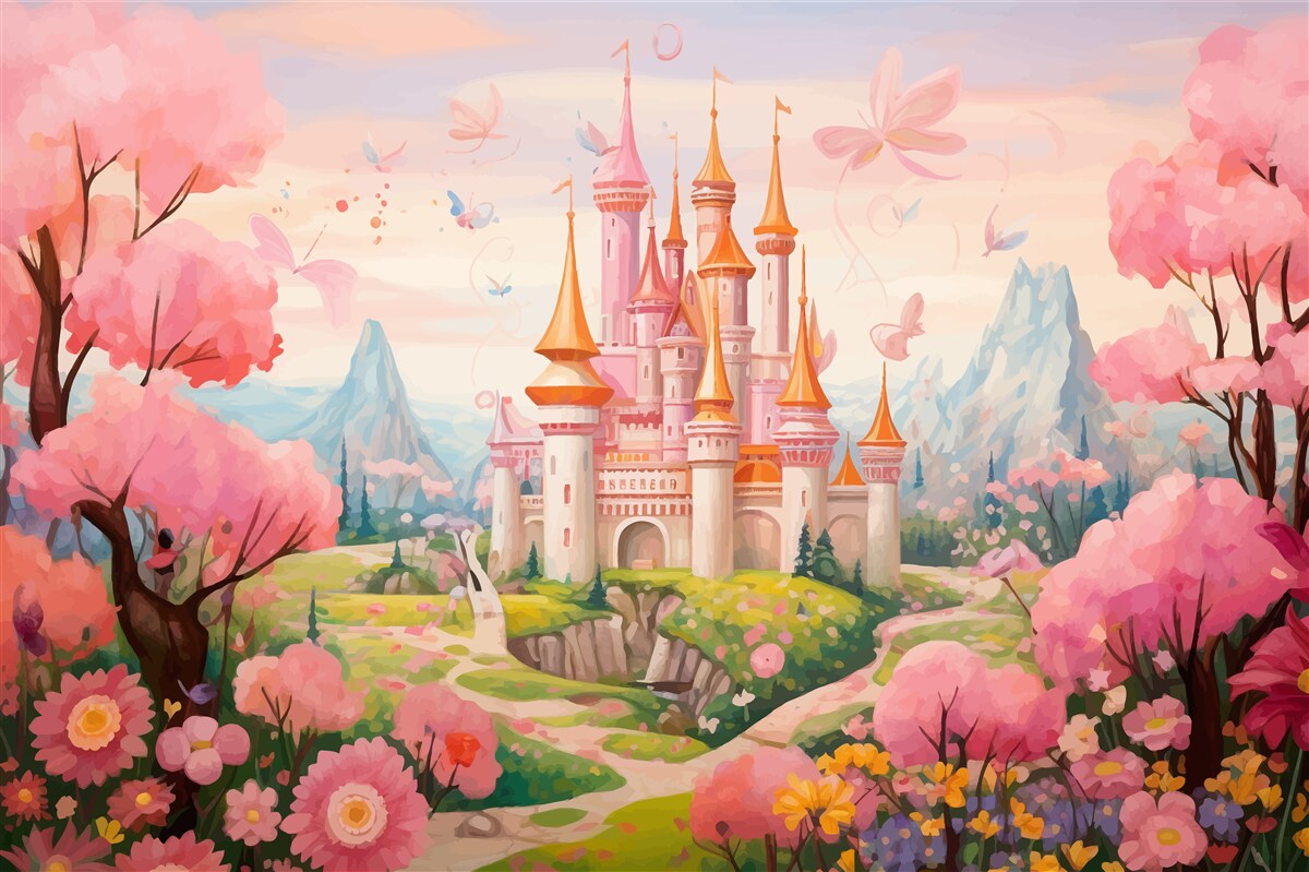 Papier peint un château tiré d'un conte de fées de disney