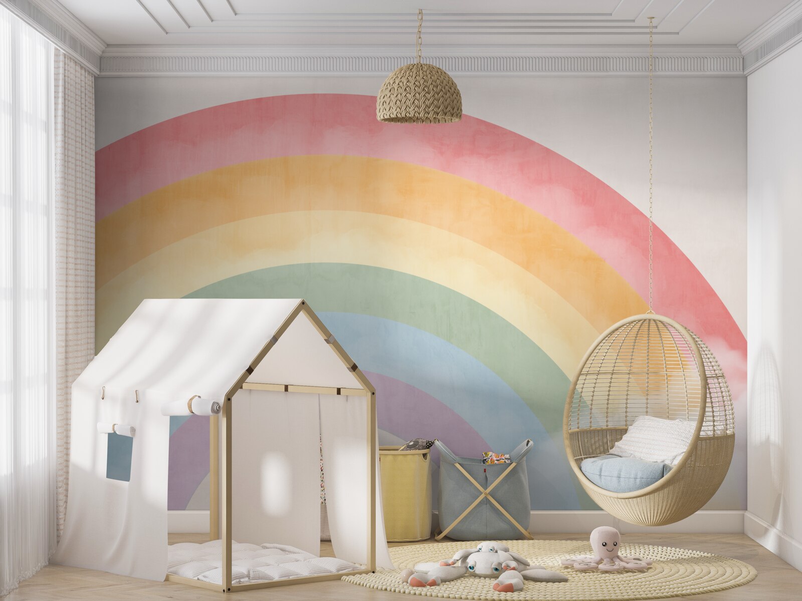 Papier peint une magnifique arche de fleurs parmi les nuages