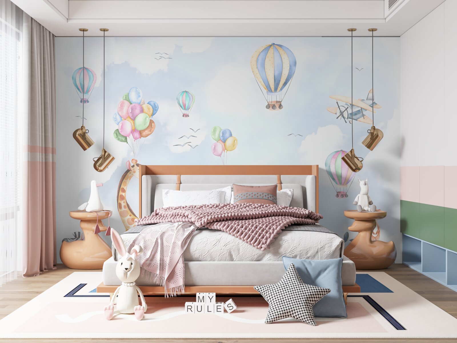 Papier peint ballons et animaux