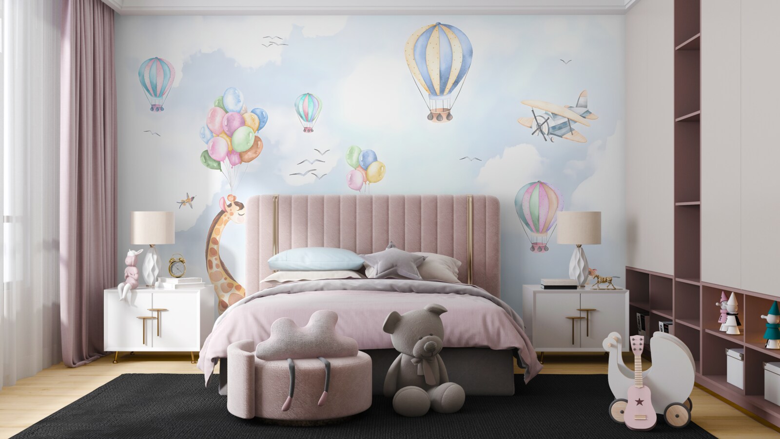 Papier peint ballons et animaux