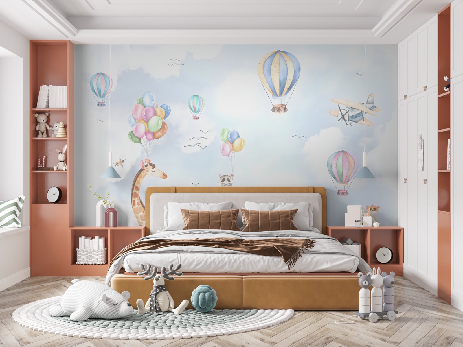 Papier peint ballons et animaux
