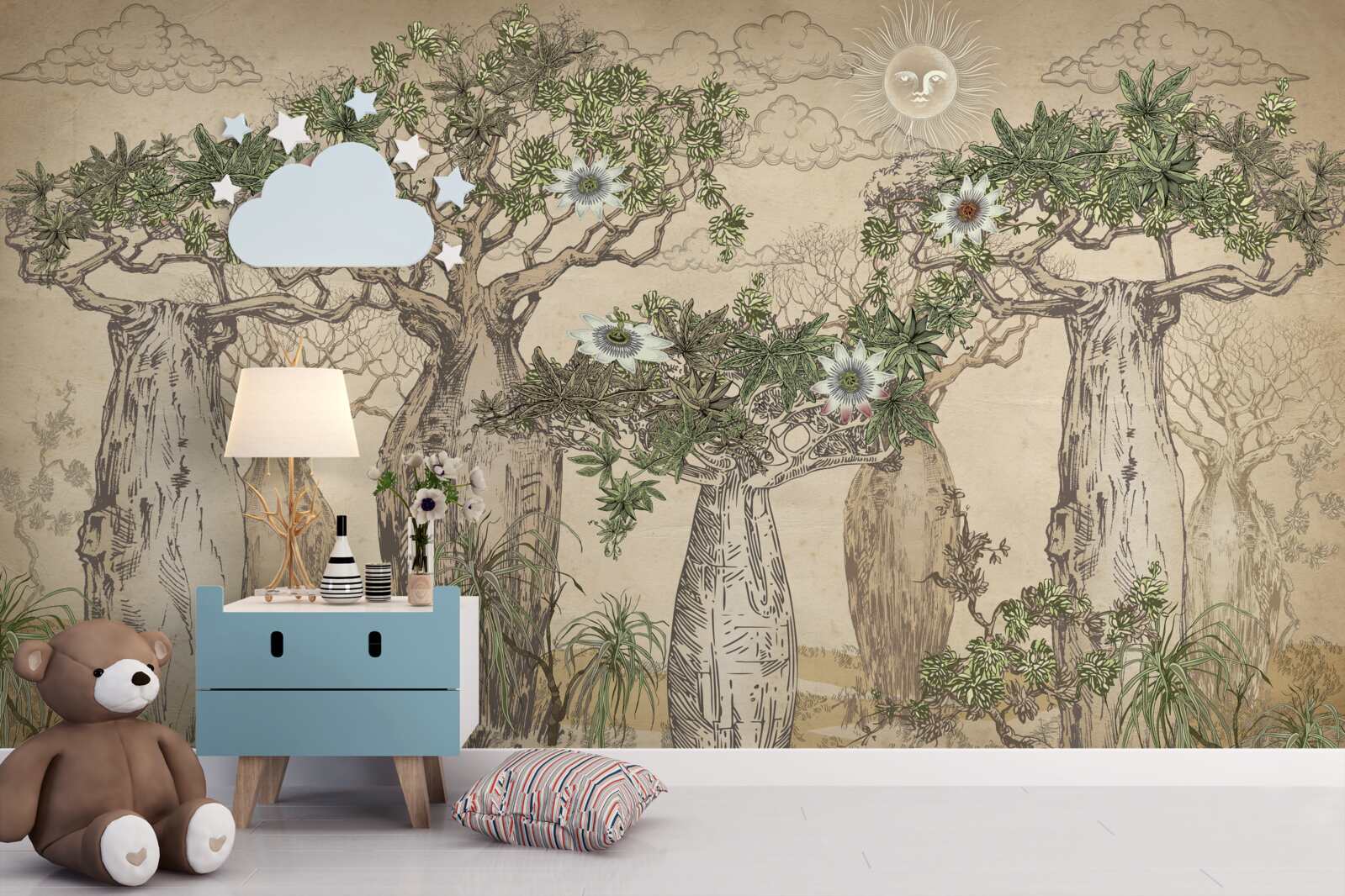 Papier peint des baobabs puissants et majestueux