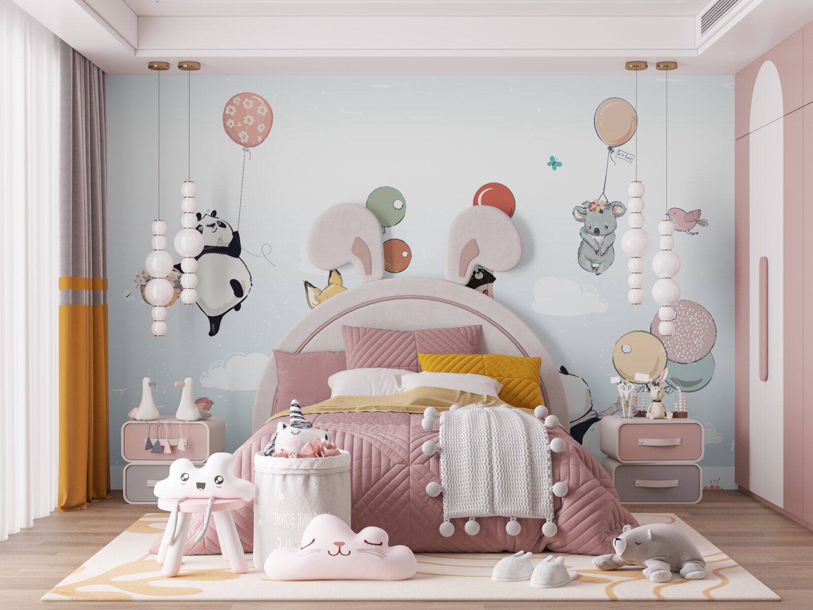 Papier peint animaux sur ballons