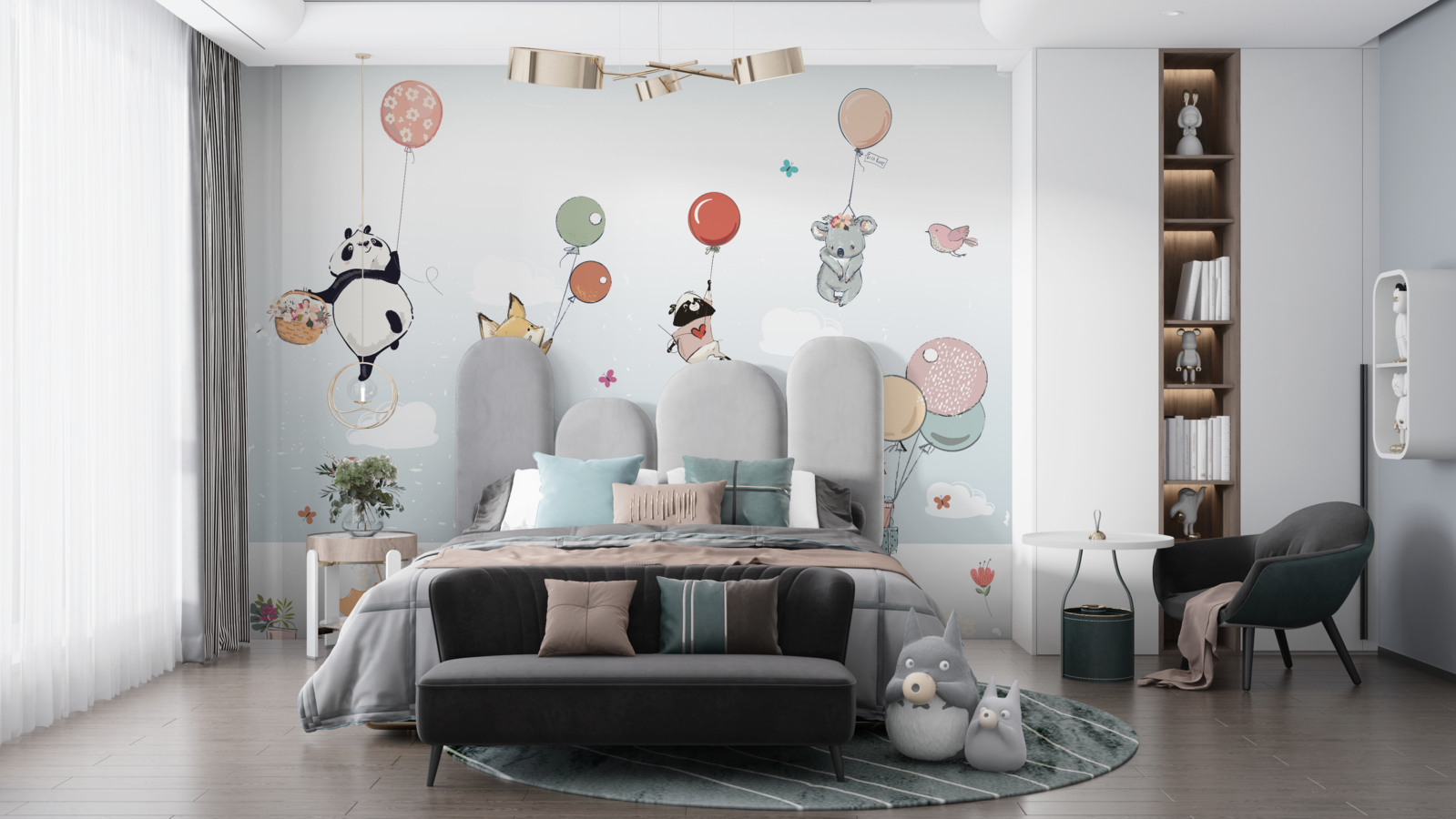 Papier peint animaux sur ballons