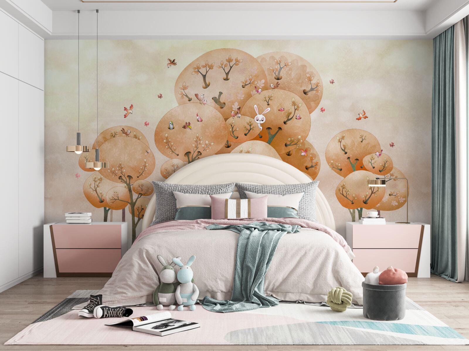 Papier peint Un renard cherche un lapin dans un arbre