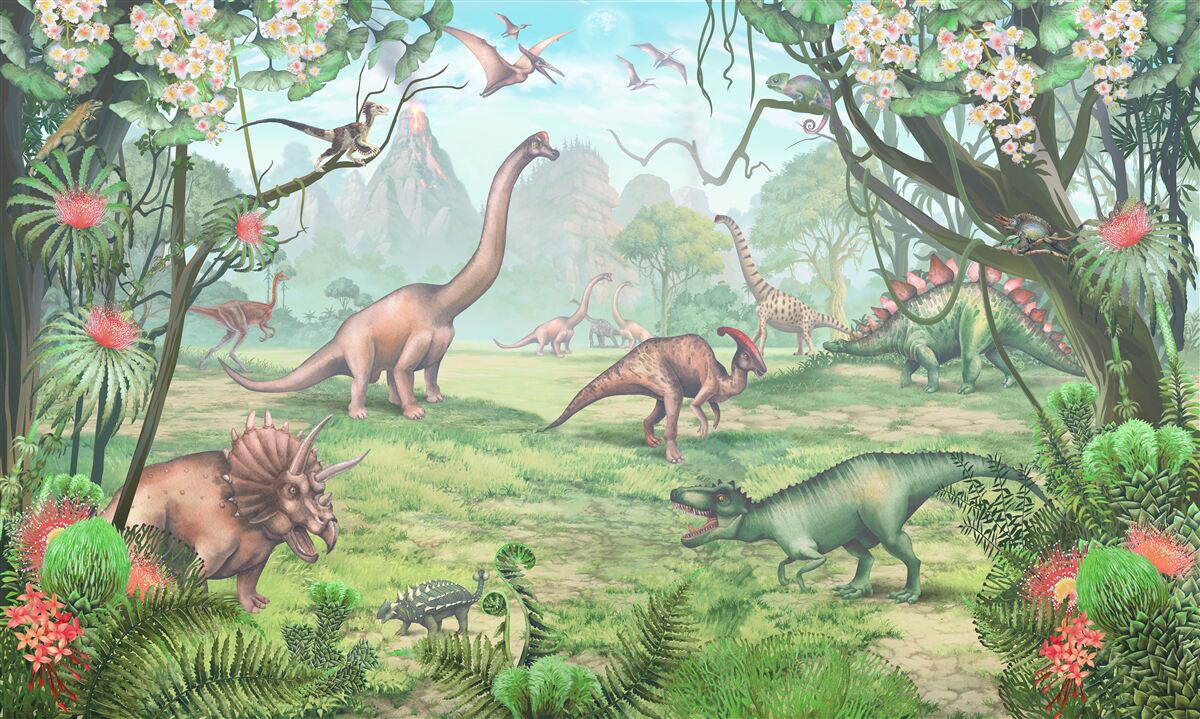 Papier peint dinosaures ambulants