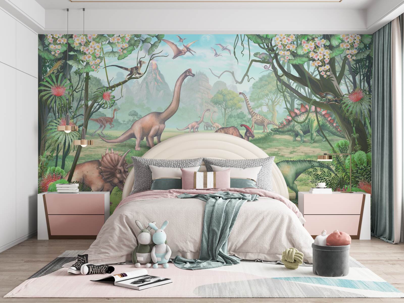 Papier peint dinosaures ambulants
