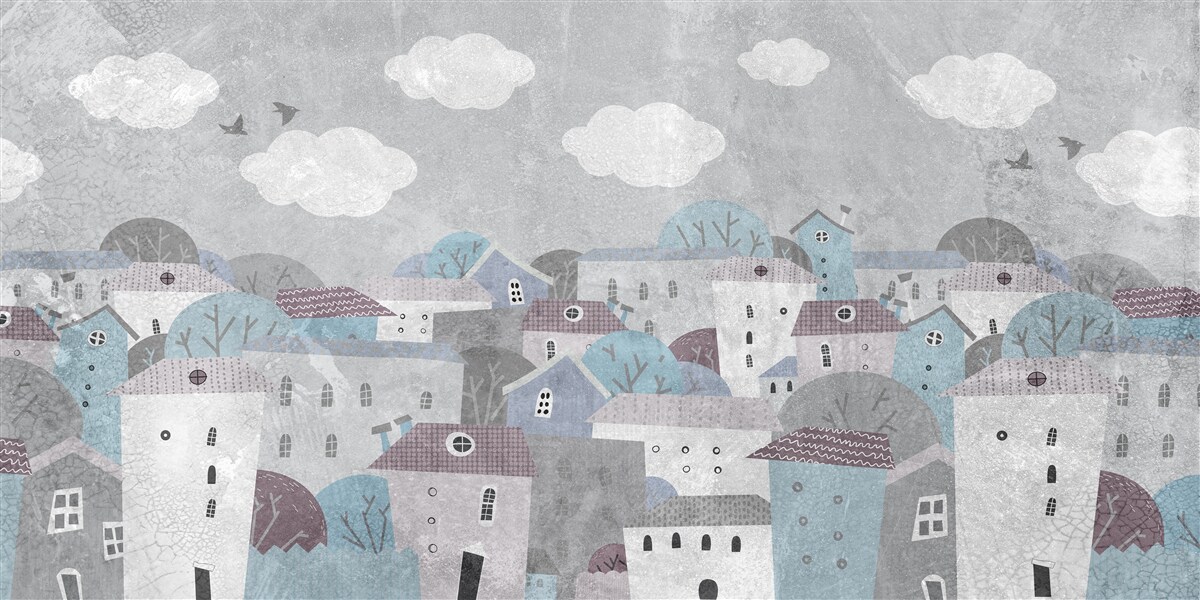 Papier peint le soir tombe sur la ville