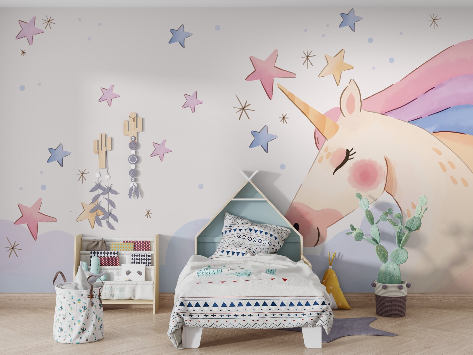 Papier peint licorne rose mignonne