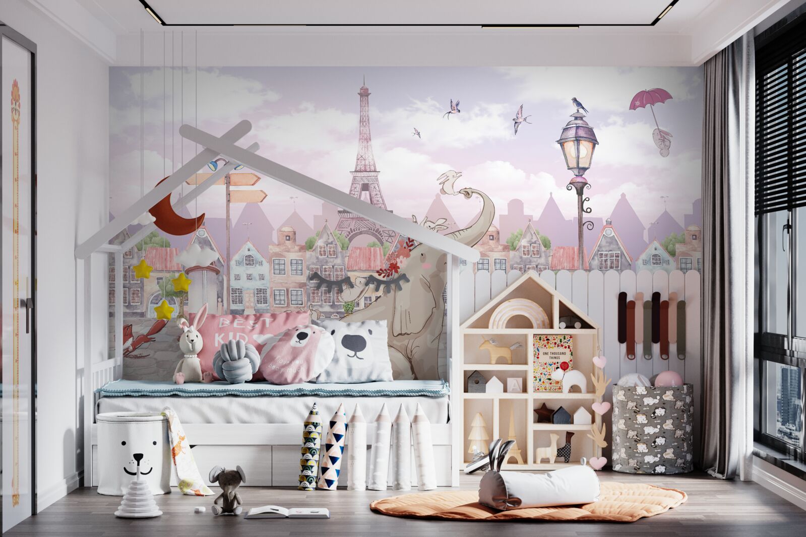 Papier peint un éléphant est arrivé en ville