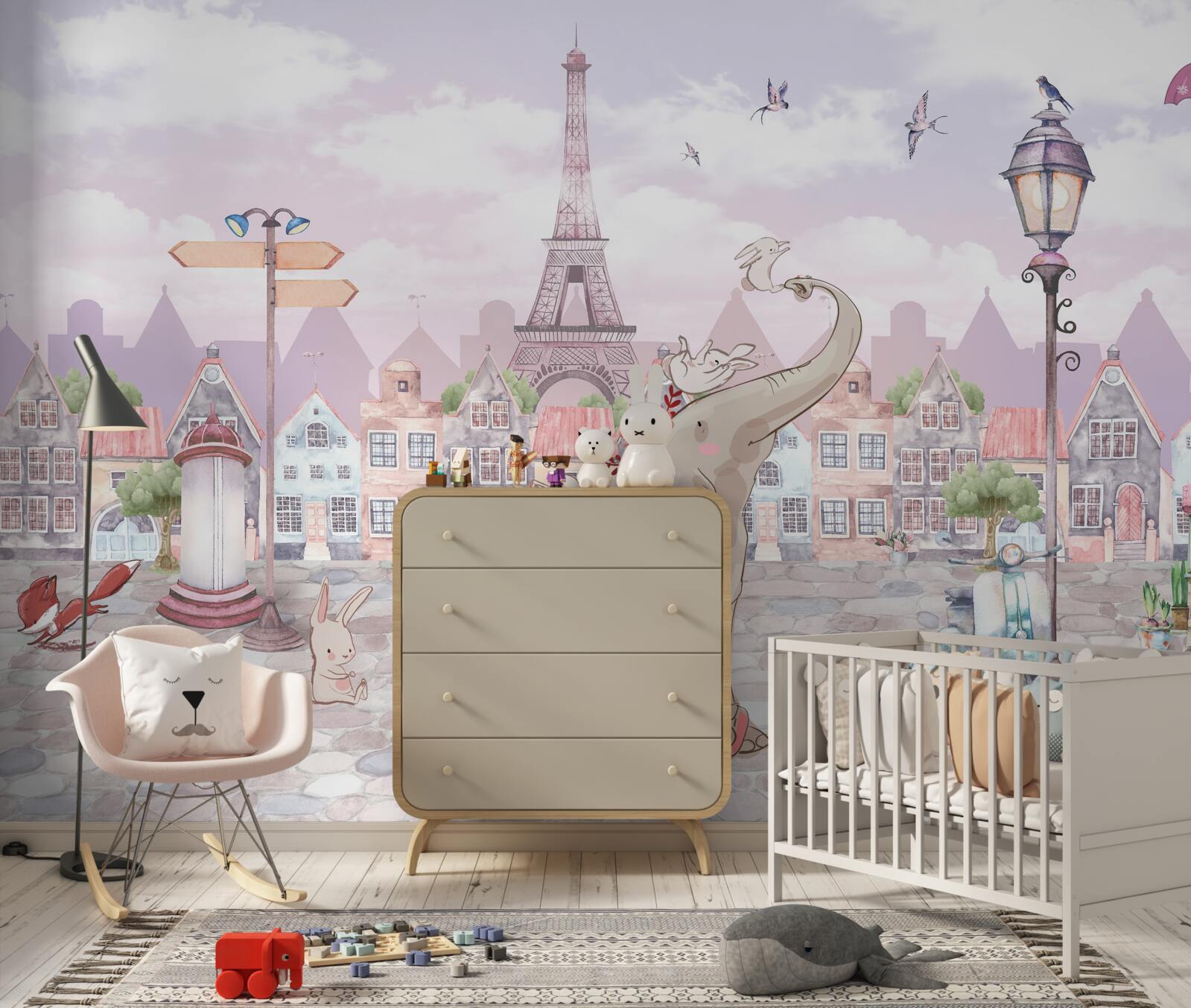 Papier peint un éléphant est arrivé en ville