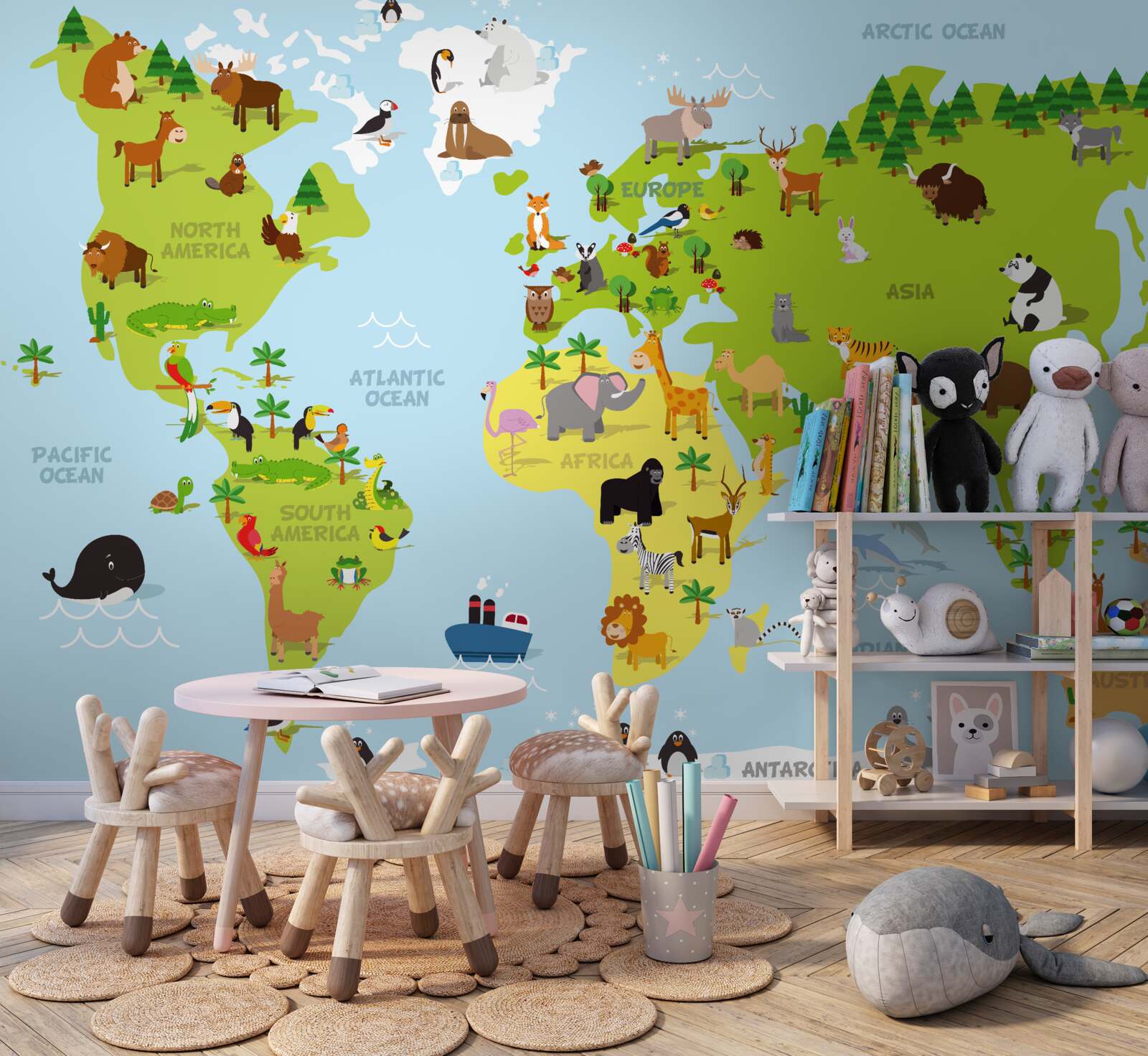Papier peint les continents et leurs principaux habitants