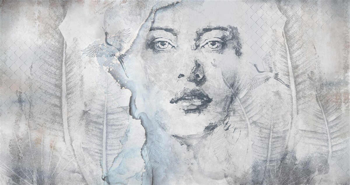 Papier peint l'image de la jolie fille est abstraite