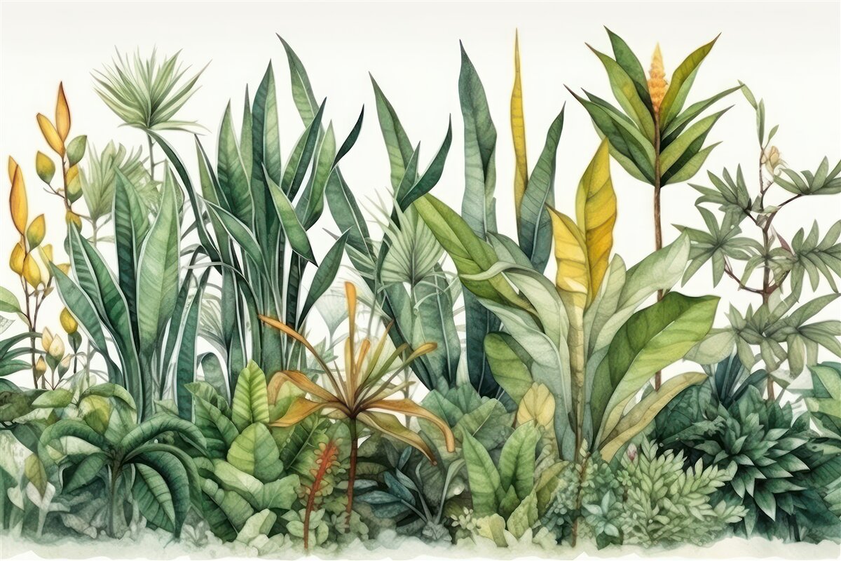 Papier peint de grands palmiers poussent dans la jungle
