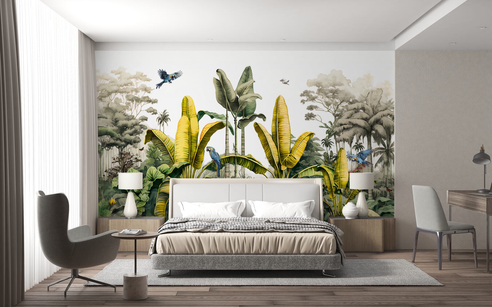 Papier peint les plantes tropicales, y compris les grands palmiers
