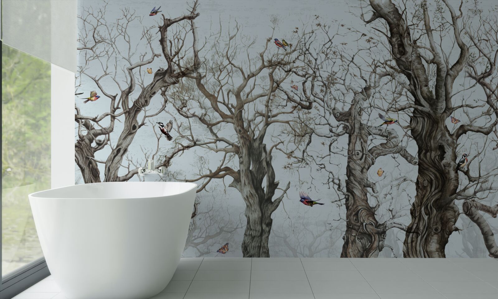 Papier peint les arbres en automne qui ont perdu leurs feuilles
