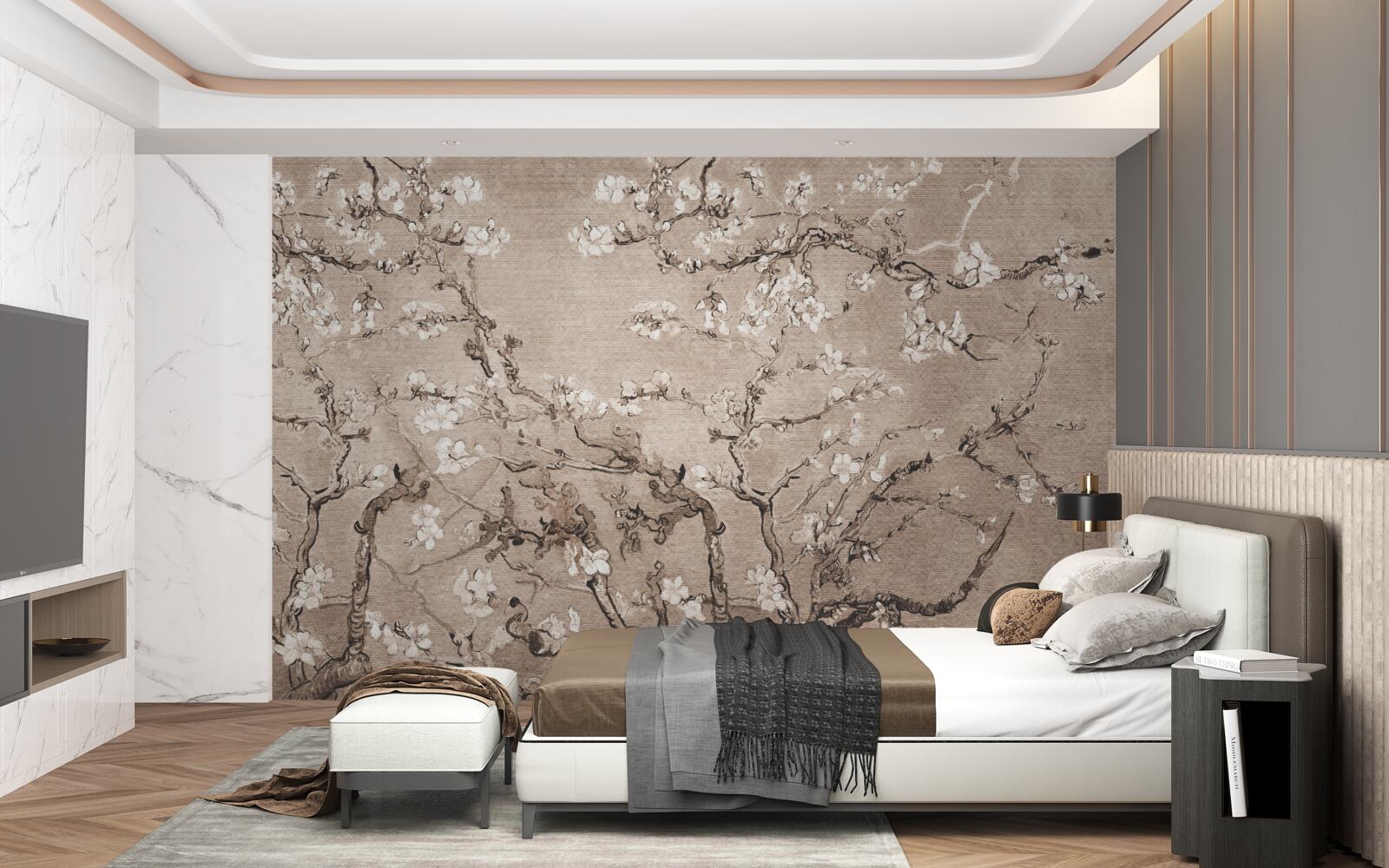 Papier peint Cerisier en fleurs du Japon