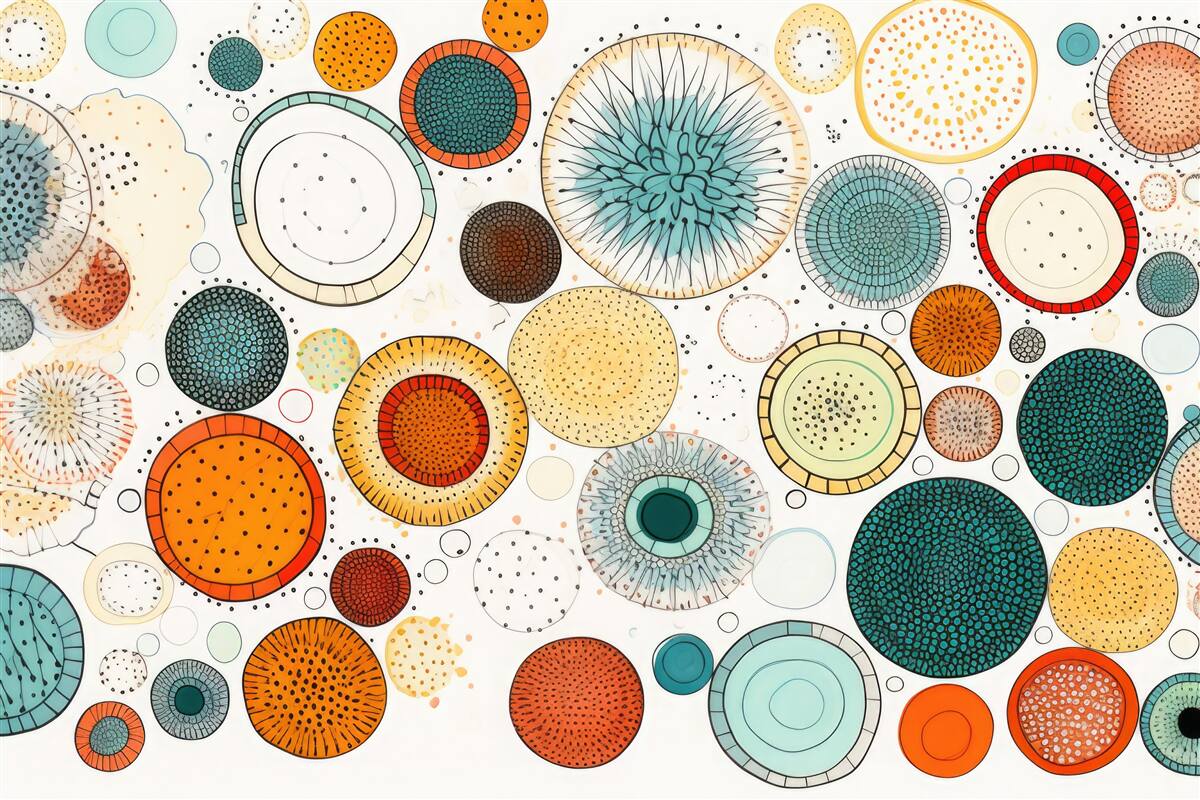 Papier peint cercles et sections de style abstrait