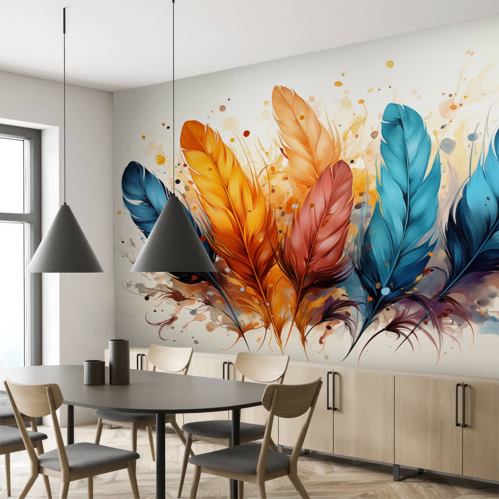 Papier peint plumes duveteuses dans les tons d'automne