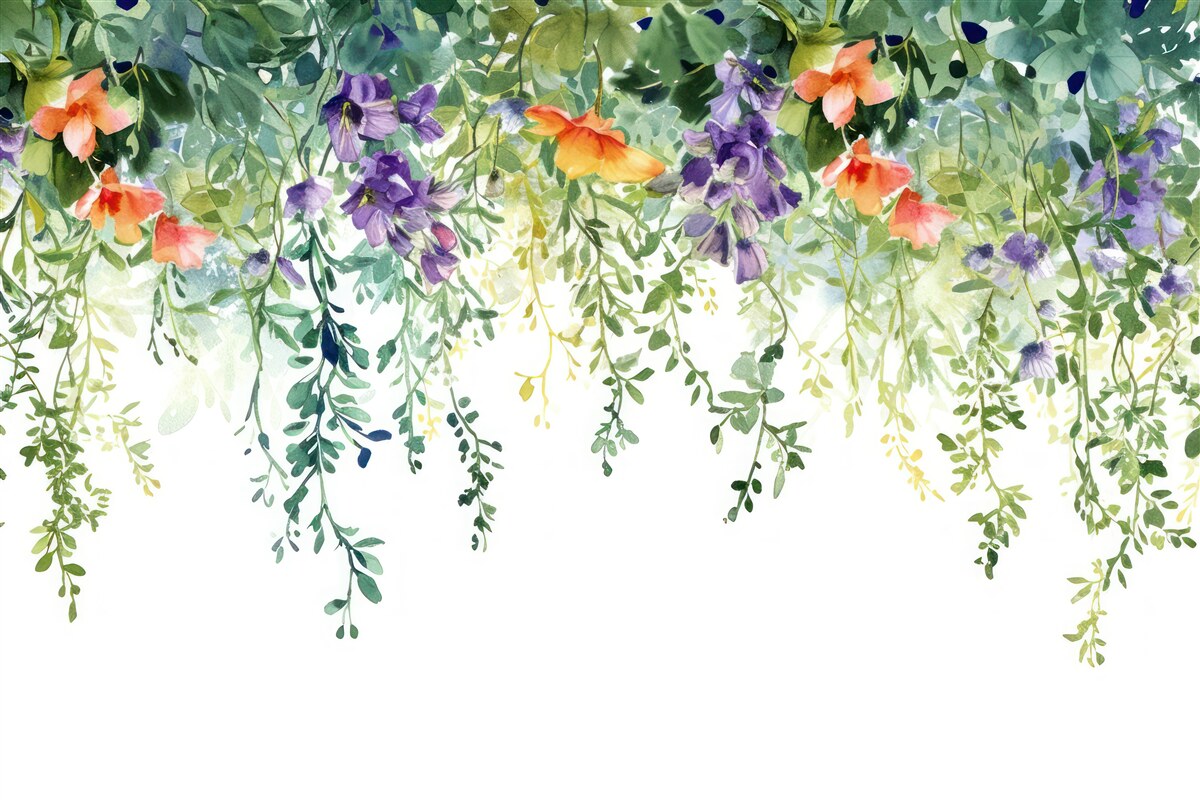 Papier peint des fleurs délicates du jardin retournées