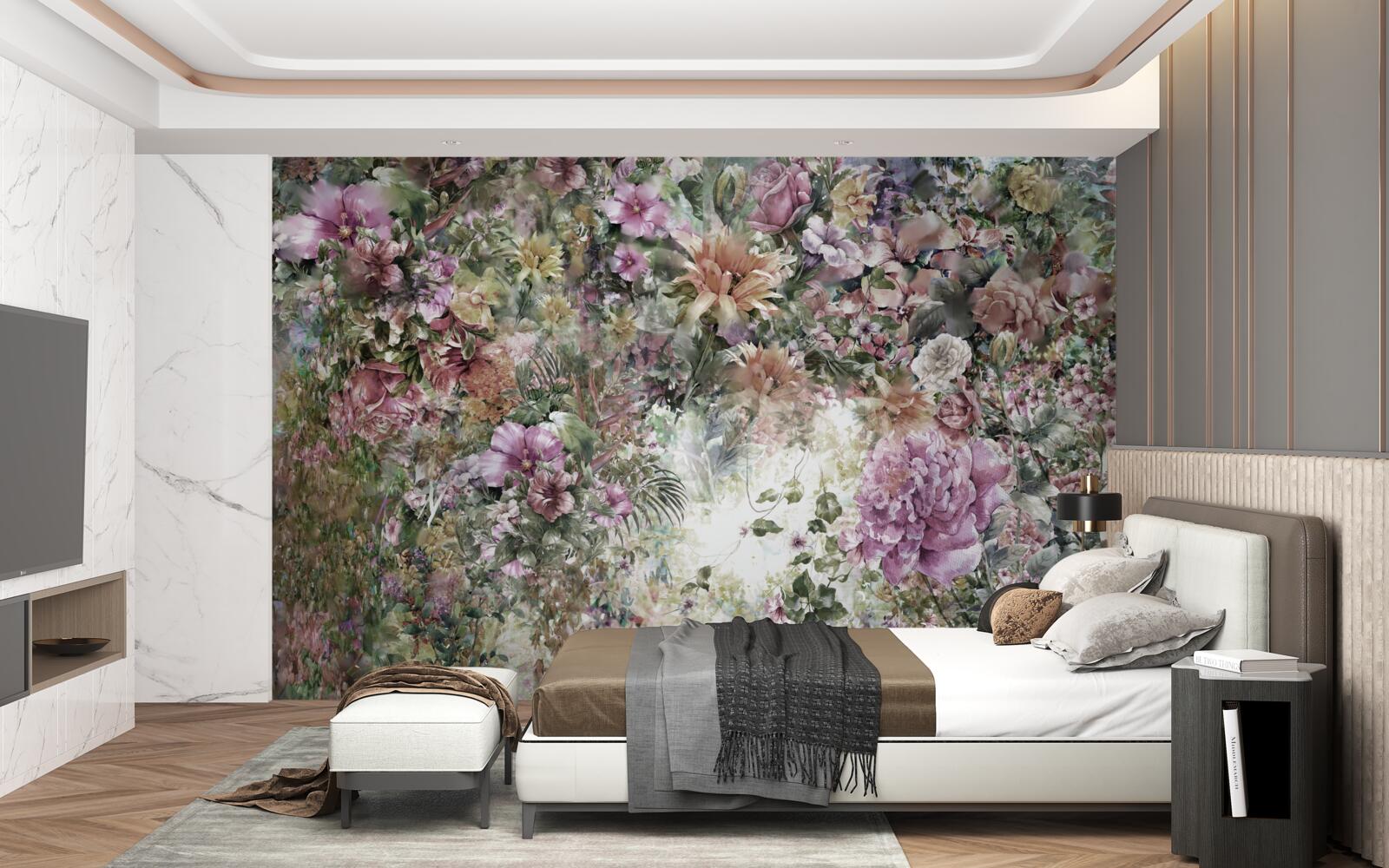 Papier peint verdure dense dans le jardin