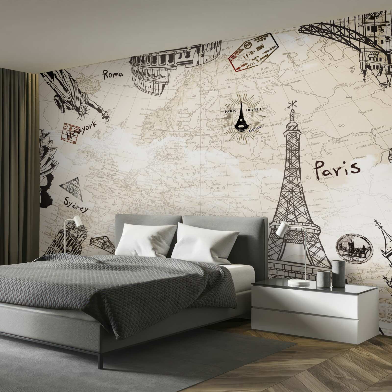Papier peint l'architecture européenne sur la carte