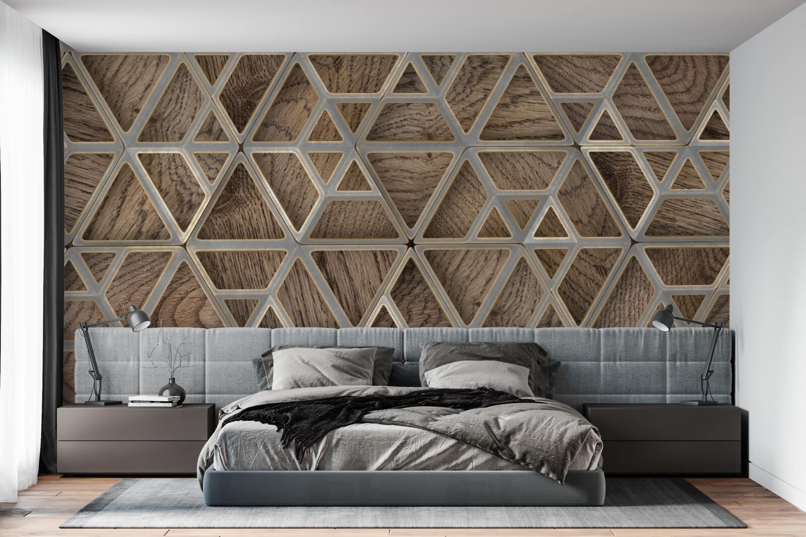 Papier peint structure triangulaire en bois