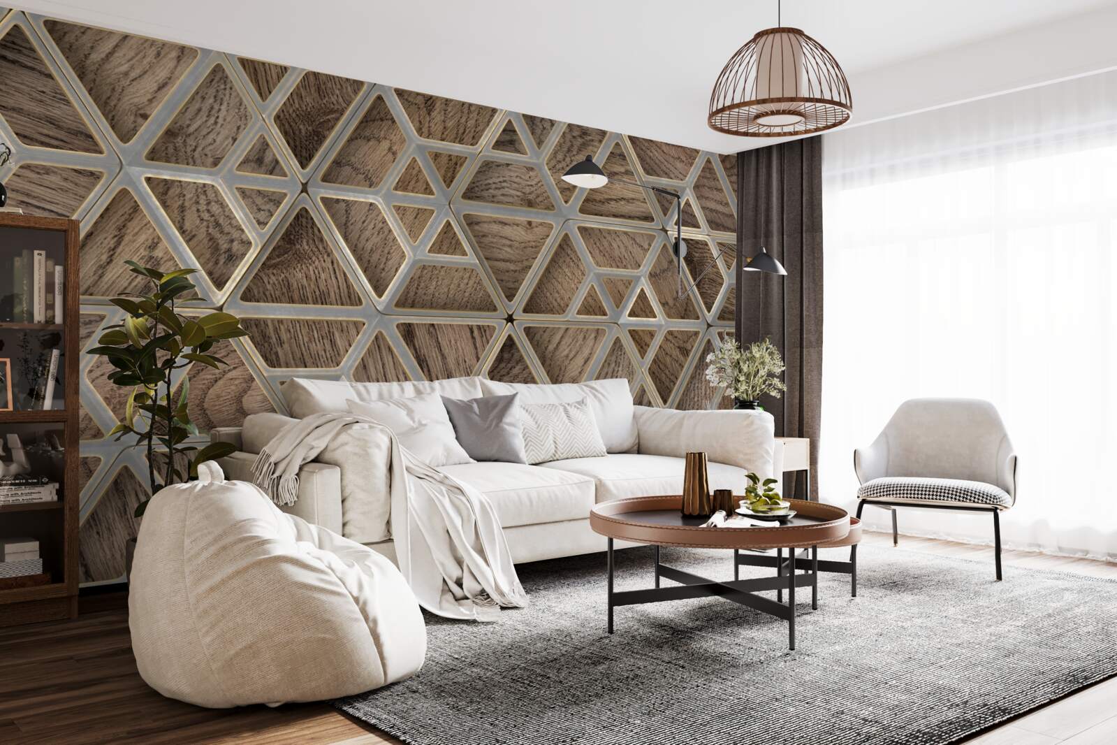 Papier peint structure triangulaire en bois