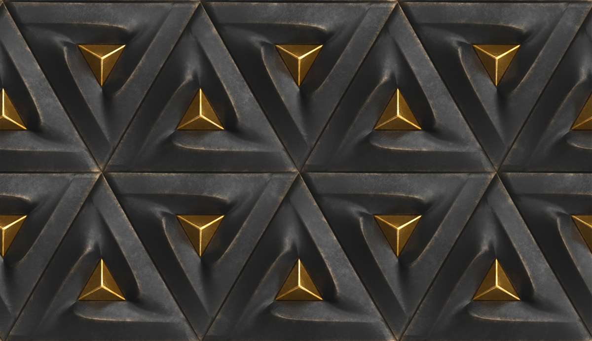 Papier peint triangles avec centre doré