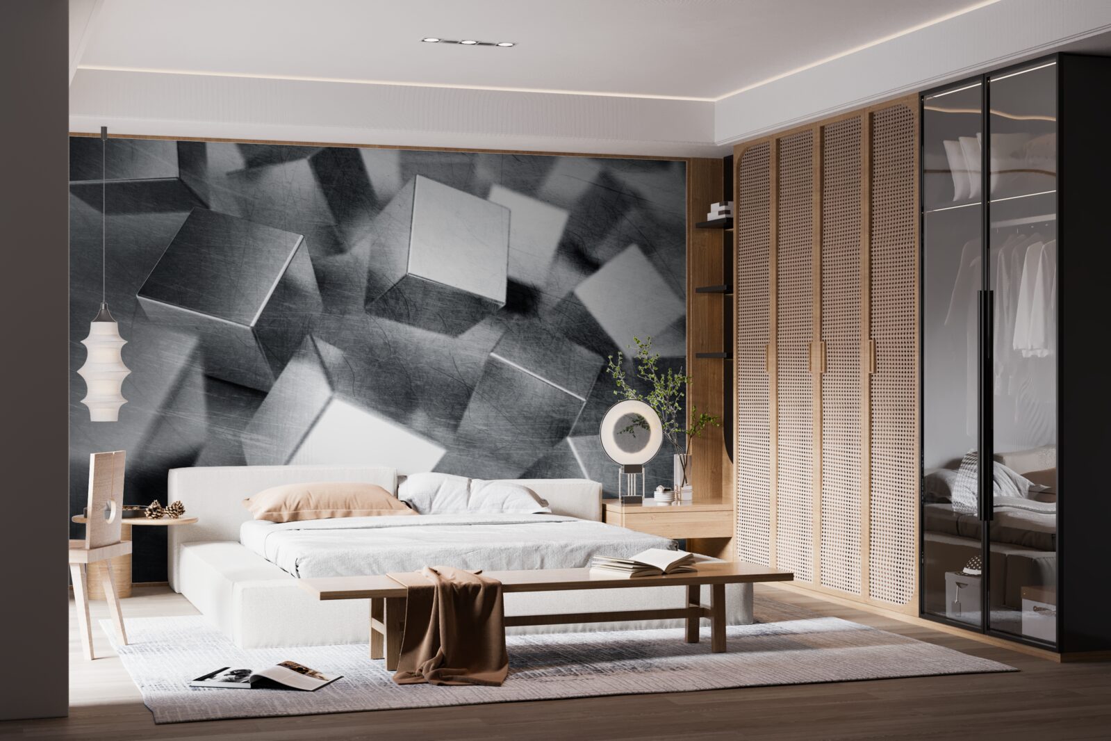 Papier peint cubes en acier