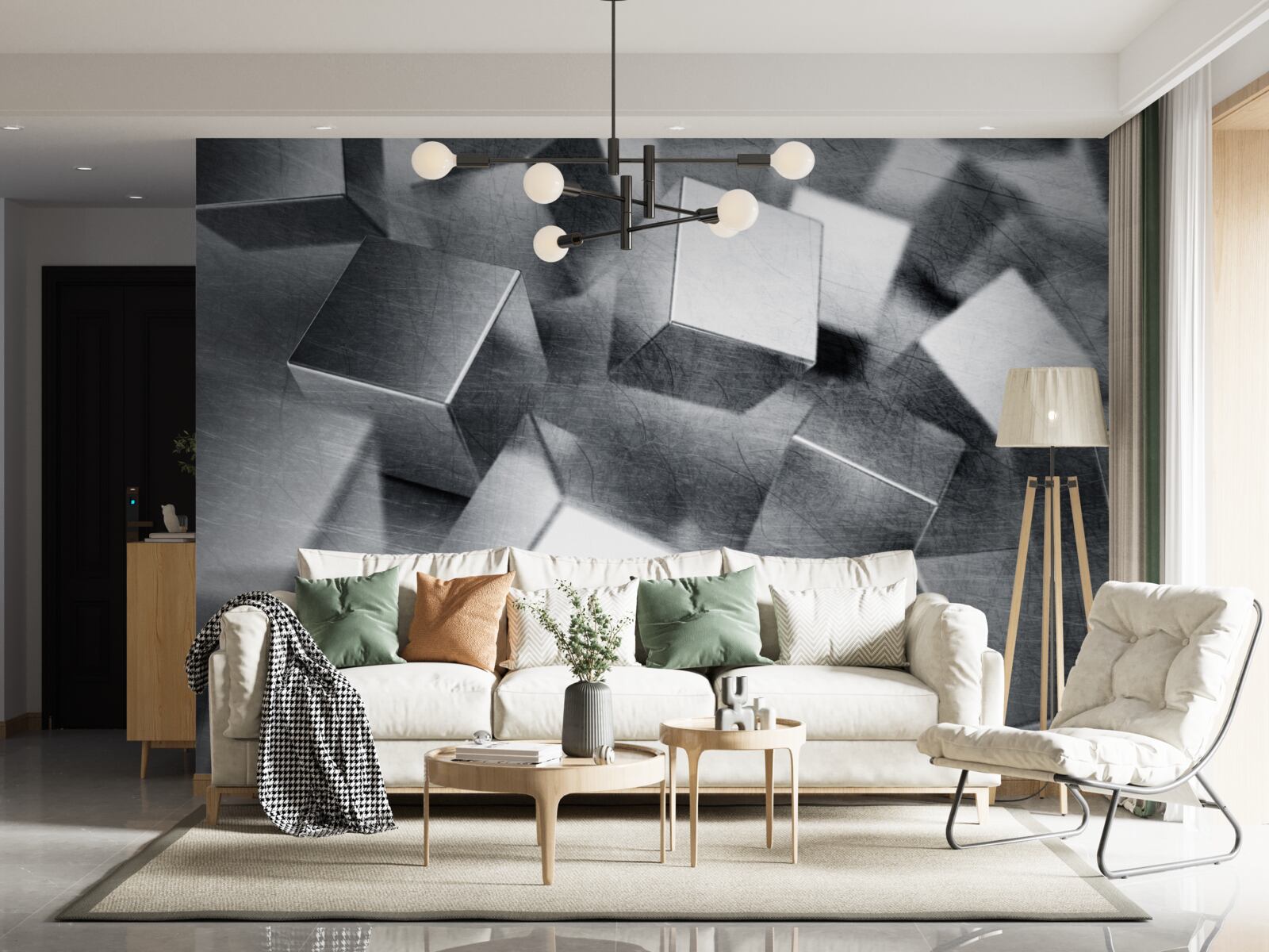 Papier peint cubes en acier