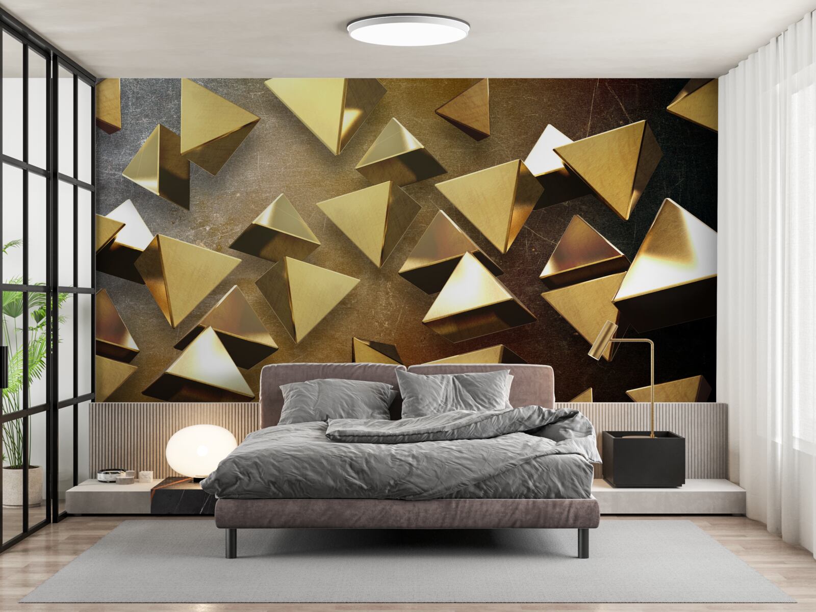 Papier peint pyramides d'or dans les airs