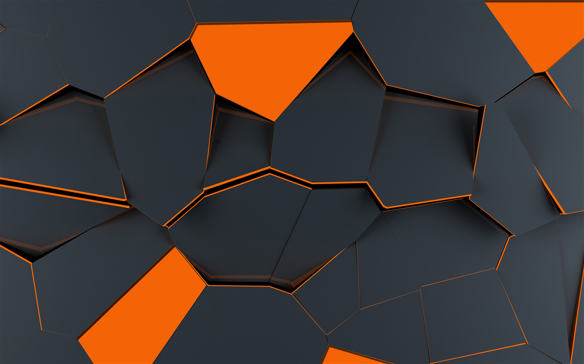 Papier peint formes géométriques dans les tons noir et orange
