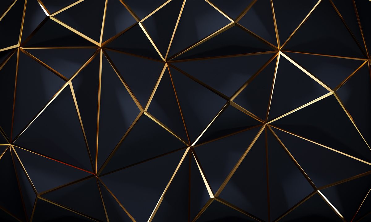 Papier peint triangles dorés avec accents noirs