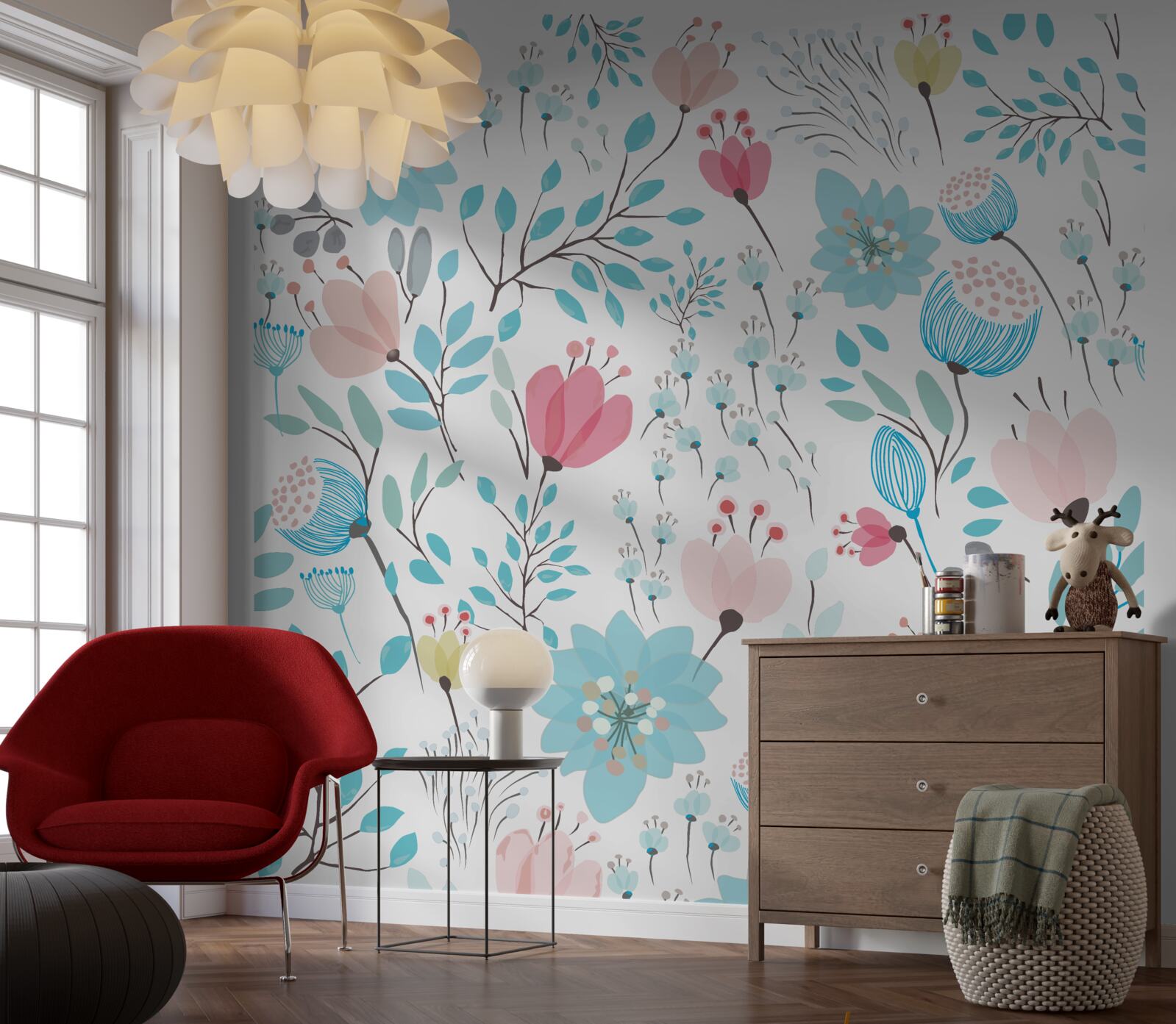 Papier peint combinaison de riches couleurs bleues