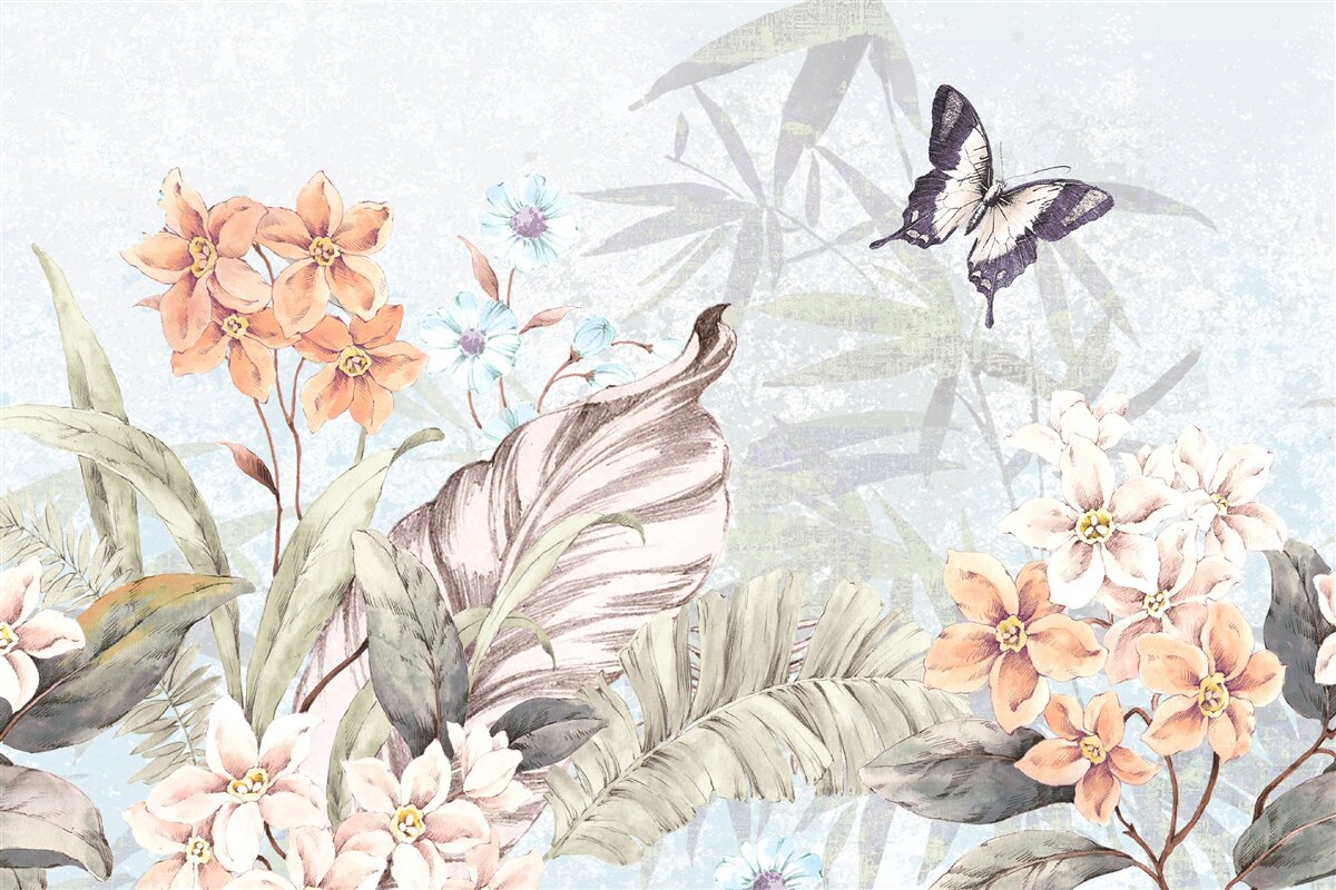 Papier peint fleurs de la jungle sur l'eau